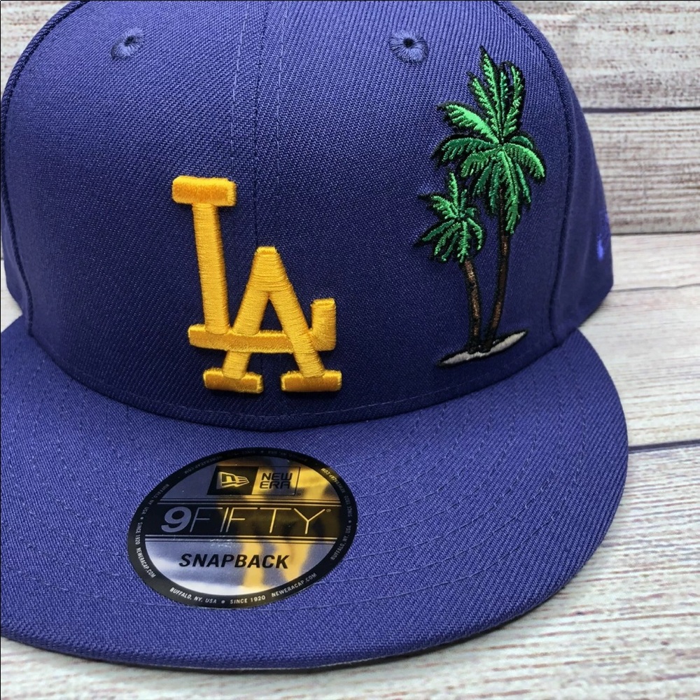 New Era Los Angeles LA Dodgers Palm Tree Taco Tuesday Snapback Hat Purple Gold